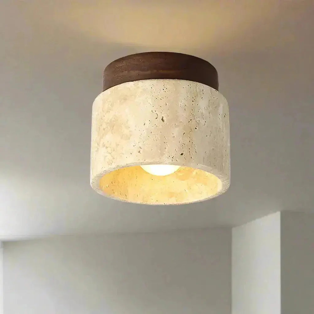 Zenvia Essentials Creative Cream Style Ceiling Light with wooden base and warm glow