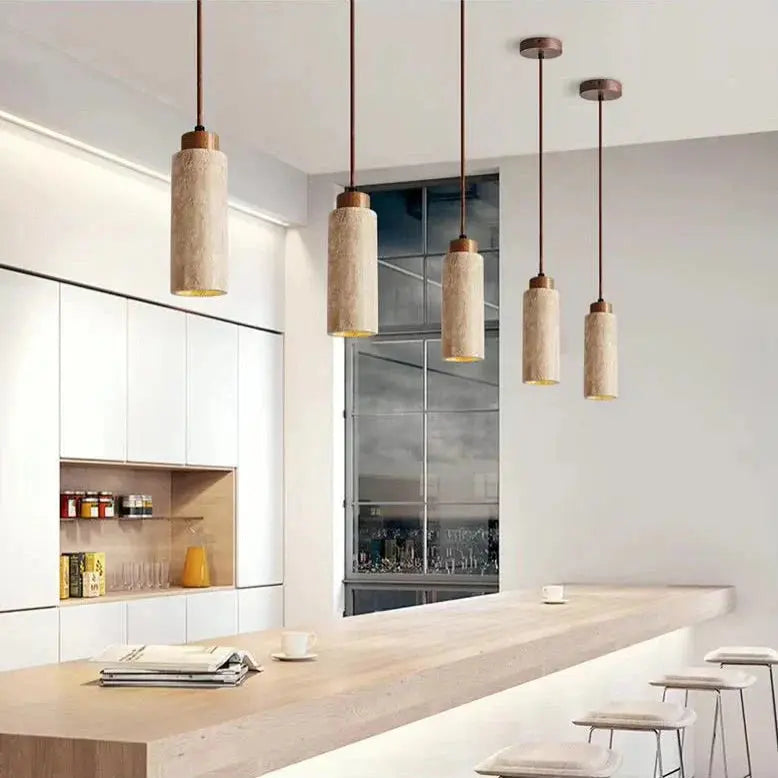 Modern Travertine Pendant Light Zenvia Essentials