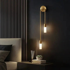 Zenvia Essentials Modern Gold LED Wall Lights Sconces, a brass wall sconce with gold LED bulbs