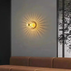 Zenvia Essentials Nordic Bauhaus Wall Lights with gold-toned light bulb and sunburst design