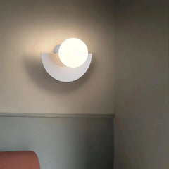 Zenvia Essentials Nordic Semicircle Wall Lights mounted on beige wall with a white light fixture