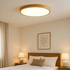 Zenvia Essentials Ultrathin Circular Ceiling Light with gold finish in modern bedroom