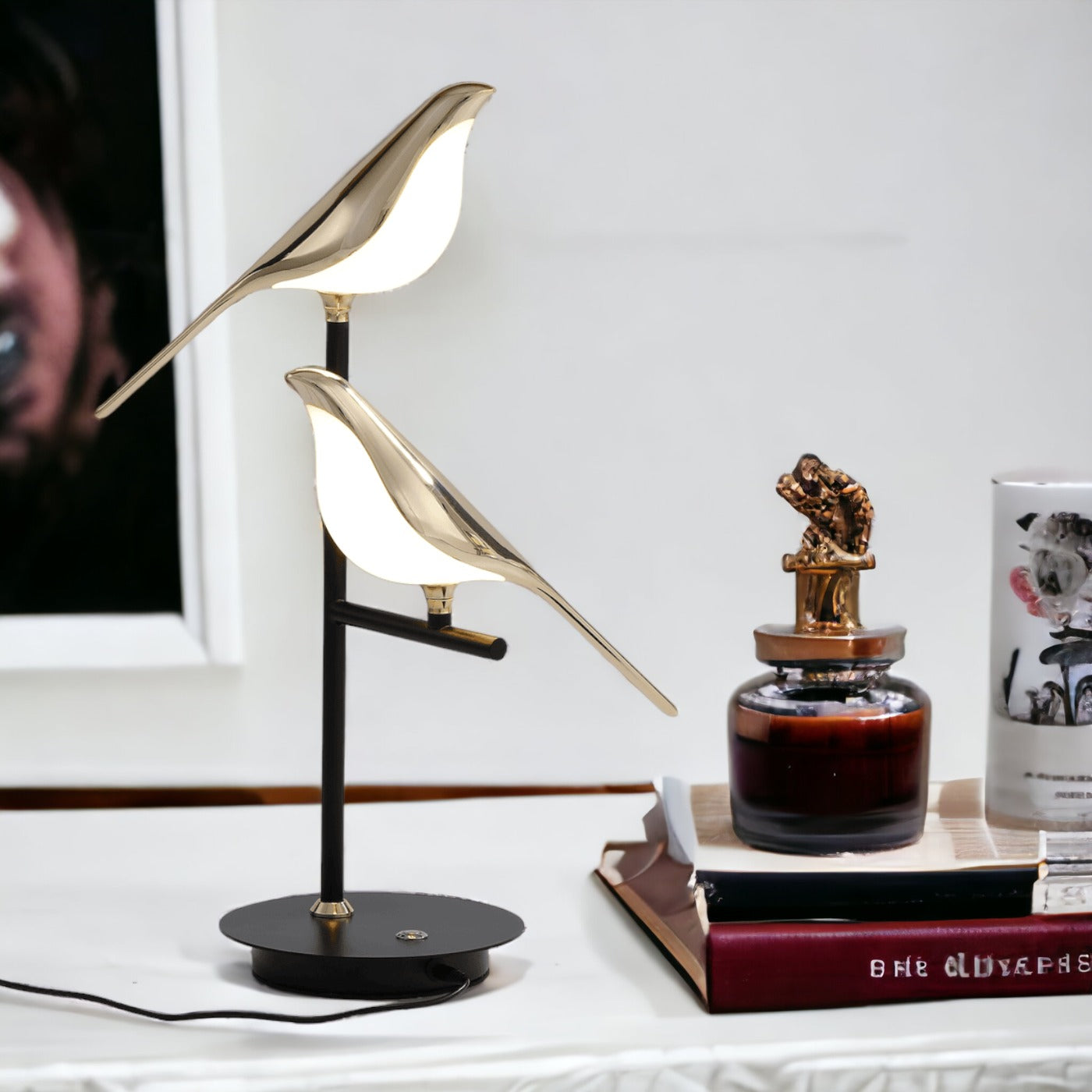 Golden Bird Table Lamp for Bedroom