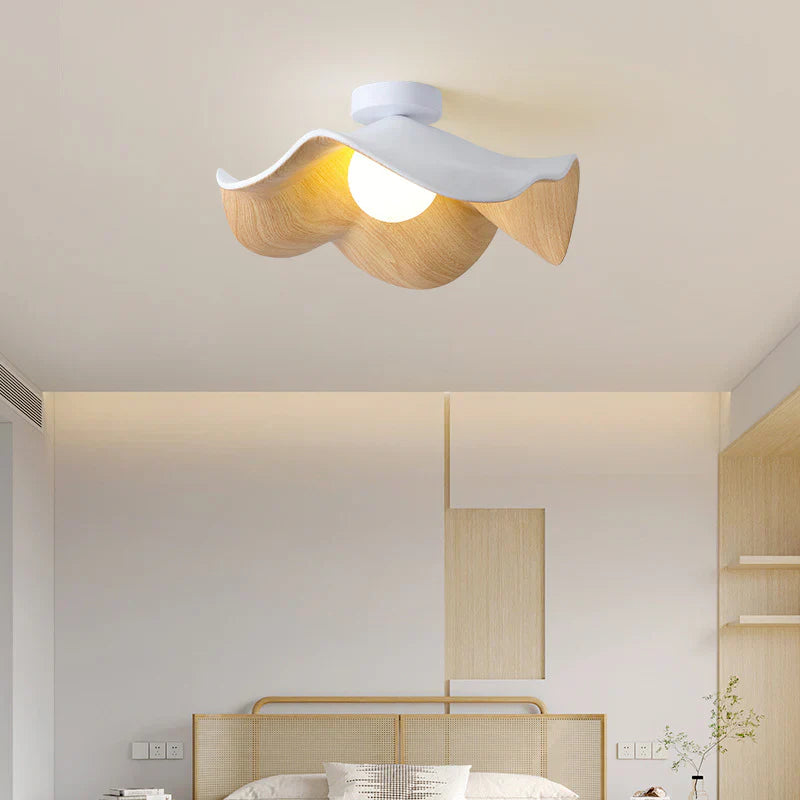 Scandinavian Wood Lotus Resin Ceiling Light