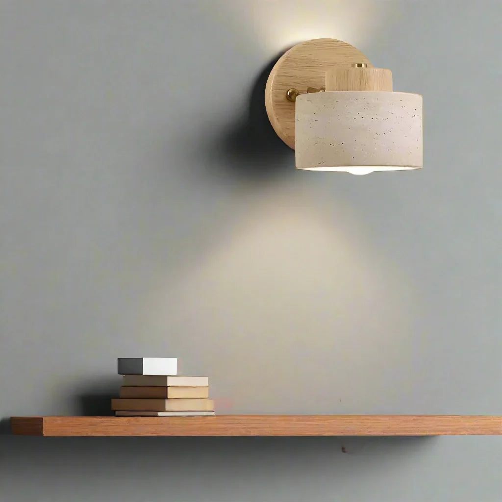 Minimalist Travertine Stone LED Wall Light