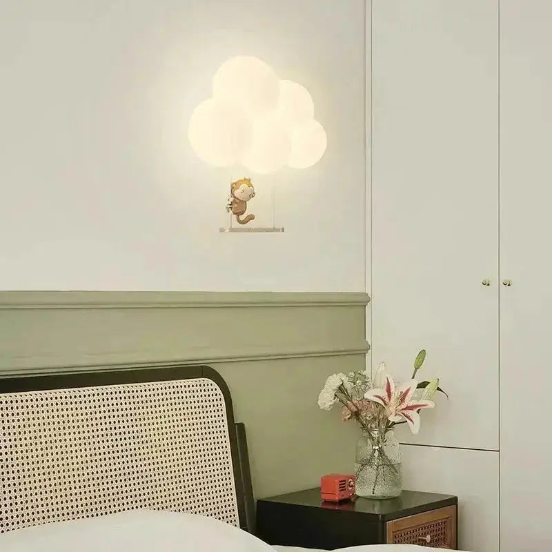 Cloud-Shaped LED Wall Light in a bedroom setting with Zenvia Essentials design