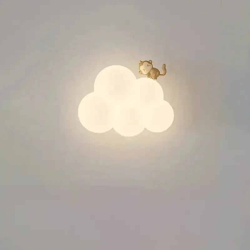 Zenvia Essentials Cloud-Shaped LED Wall Lights for Living Room with white cloud shape and brown monkey design