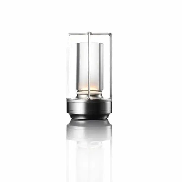 Zenvia Essentials Elegant Crystal Table Lamp with black glass and metal design, silver top