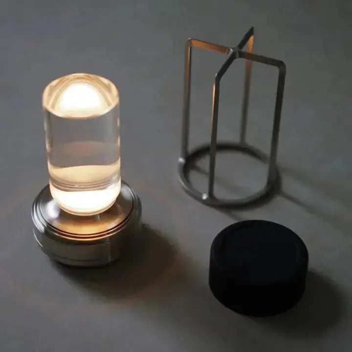 Zenvia Essentials Elegant Crystal Rechargeable Table Lamp For Bedroom with glass jar and metal base