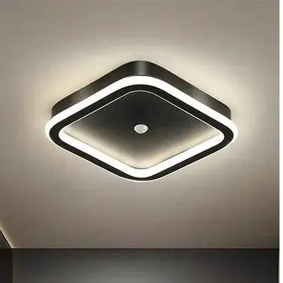 Zenvia Essentials black hexagonal metal ceiling light with square base