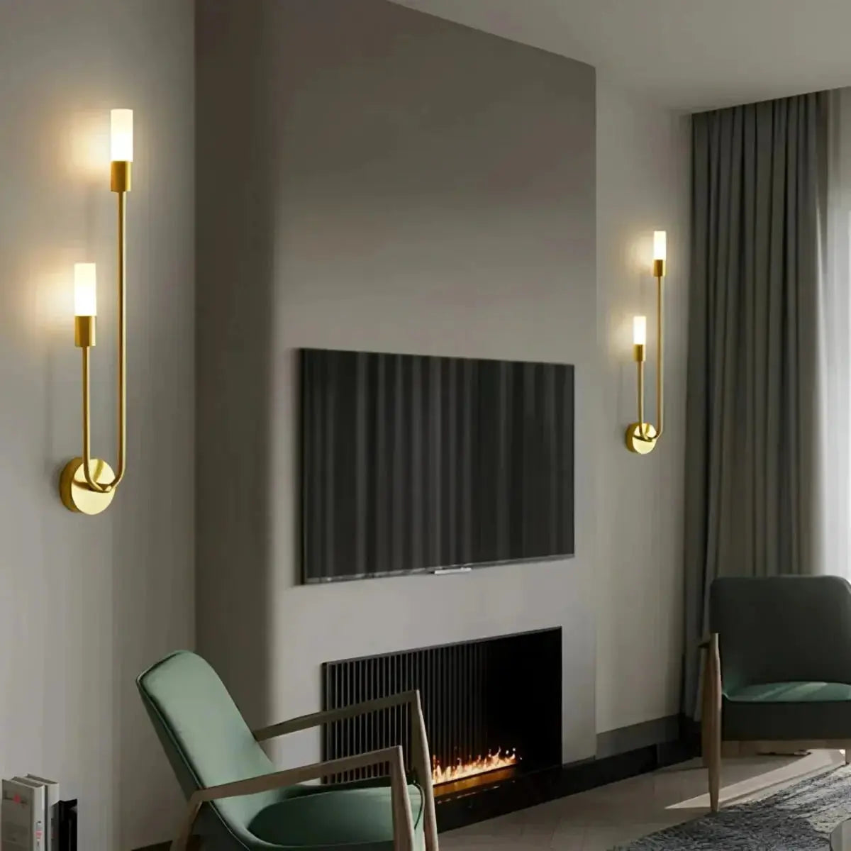 Zenvia Essentials Modern Gold LED Wall Lights Sconces in a living room setting