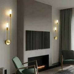 Zenvia Essentials Modern Gold LED Wall Lights Sconces in a living room setting