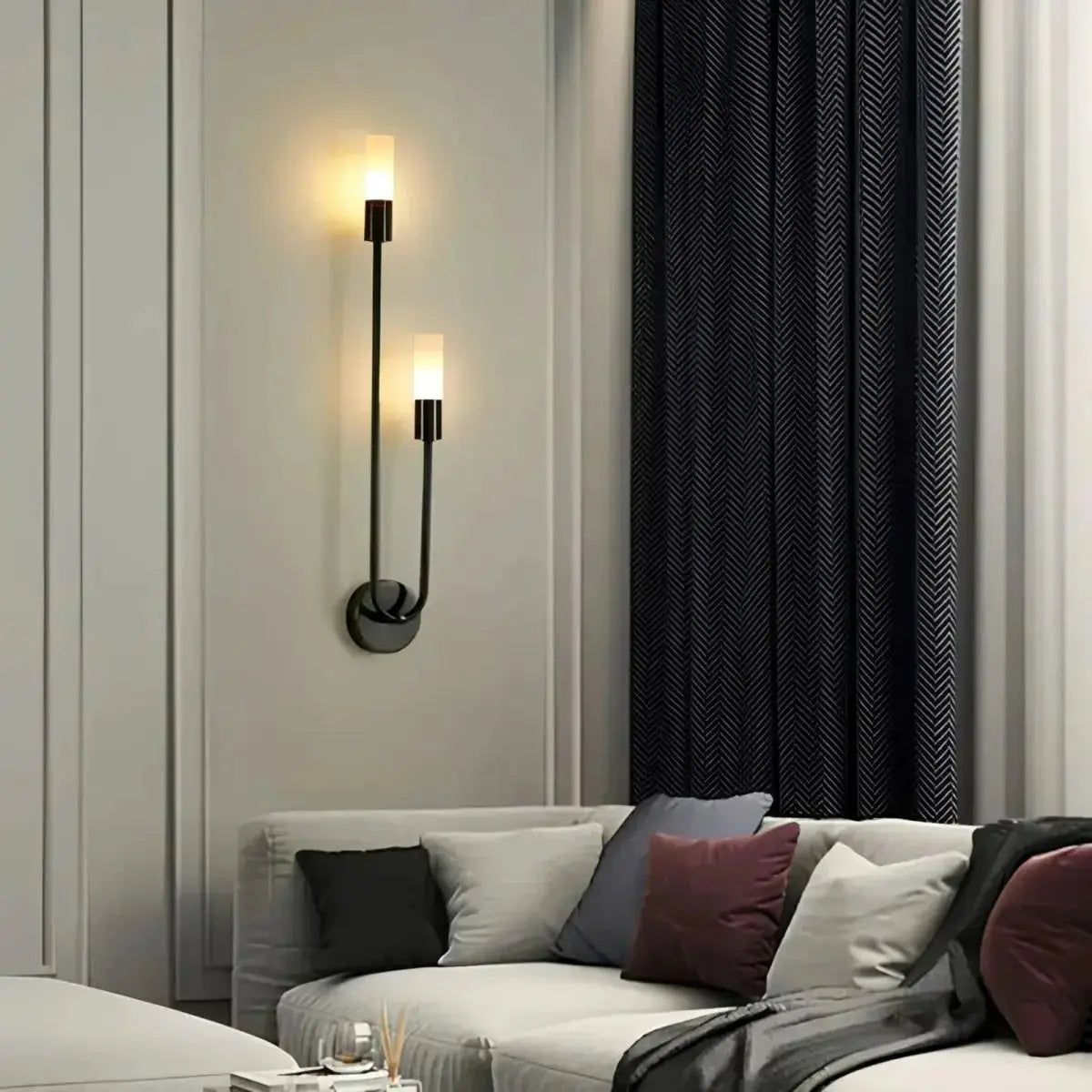 Zenvia Essentials Modern Gold LED Wall Lights Sconces, a black wall sconce with modern design and two white lights