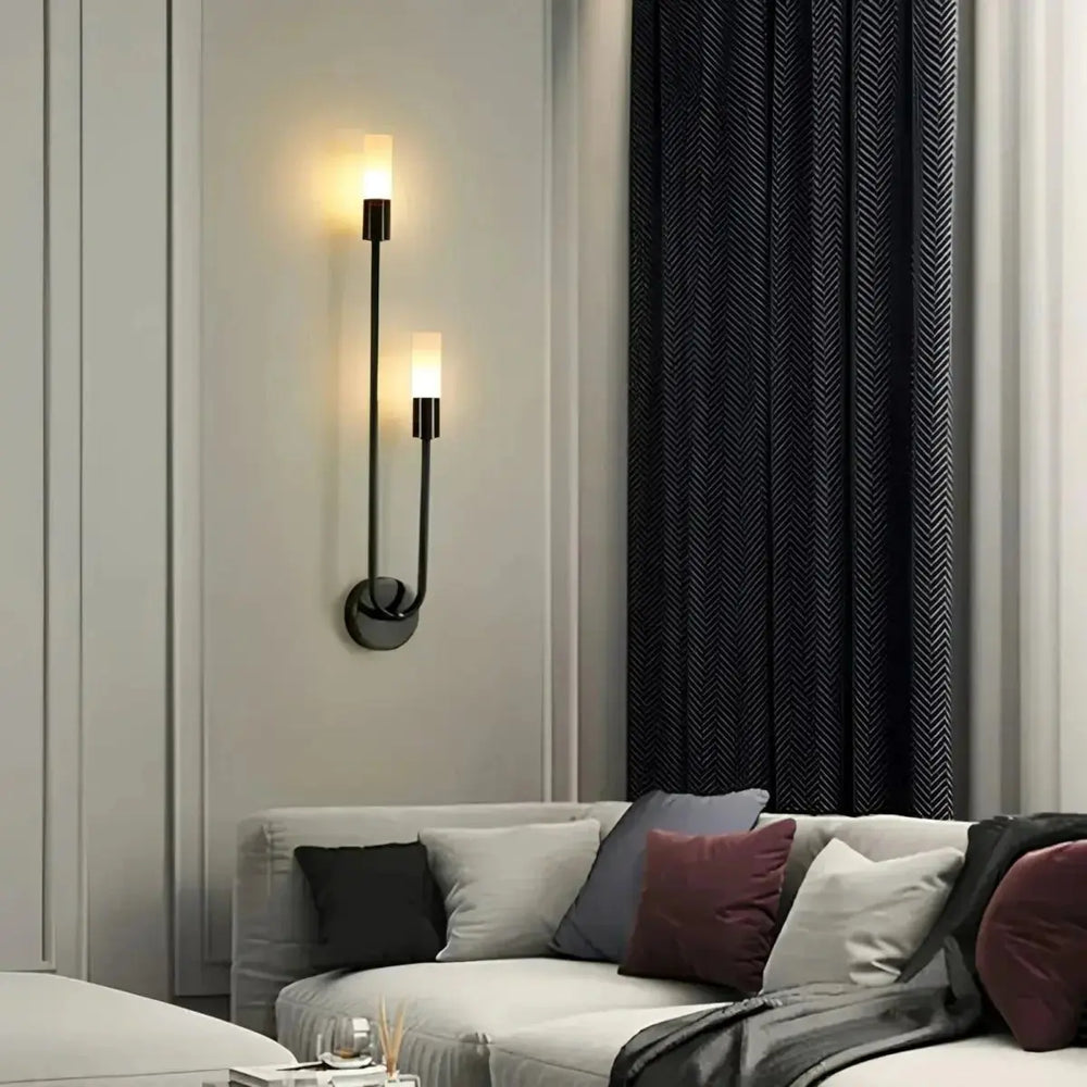 Zenvia Essentials Modern Gold LED Wall Lights Sconces, a black wall sconce with modern design and two white lights