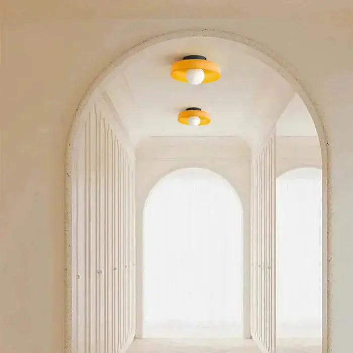 Zenvia Essentials Modern Round Glass Ceiling Light For Bedroom with yellow glass shades