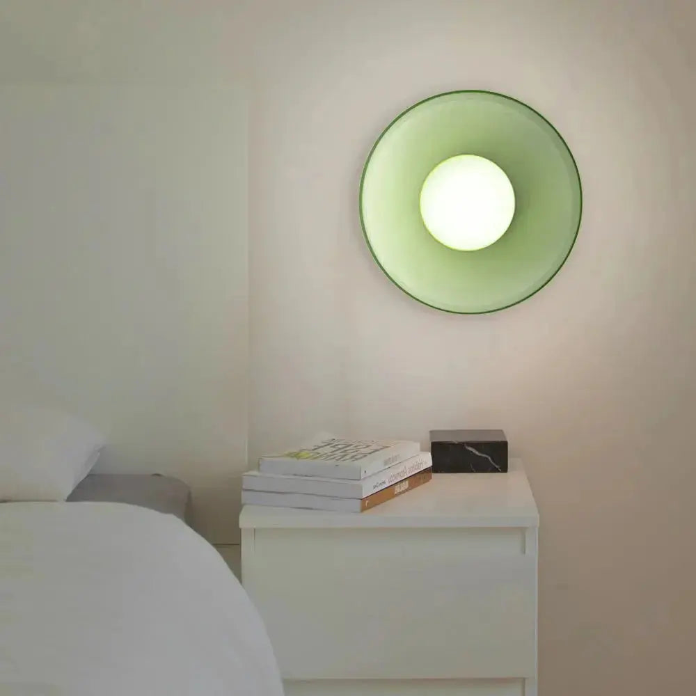Zenvia Essentials Modern Round Glass Ceiling Light For Bedroom, green
