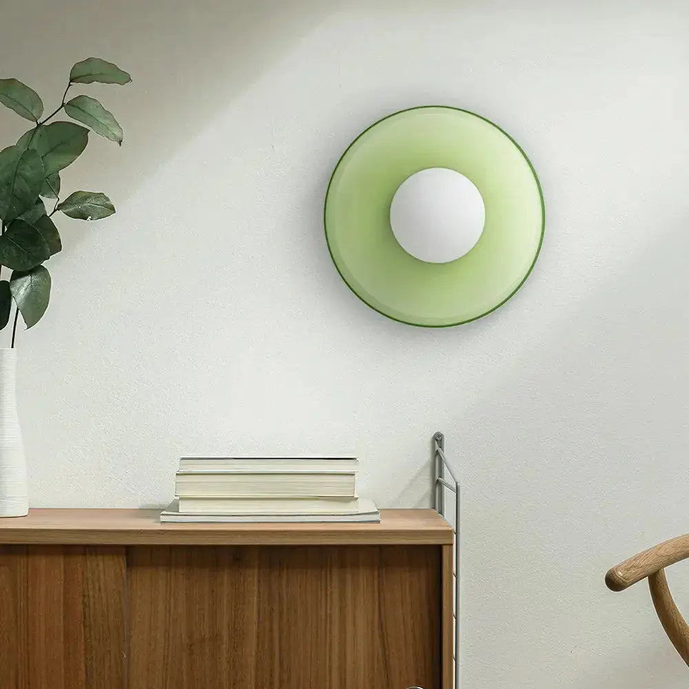 Zenvia Essentials Modern Round Glass Ceiling Light For Bedroom on a wall