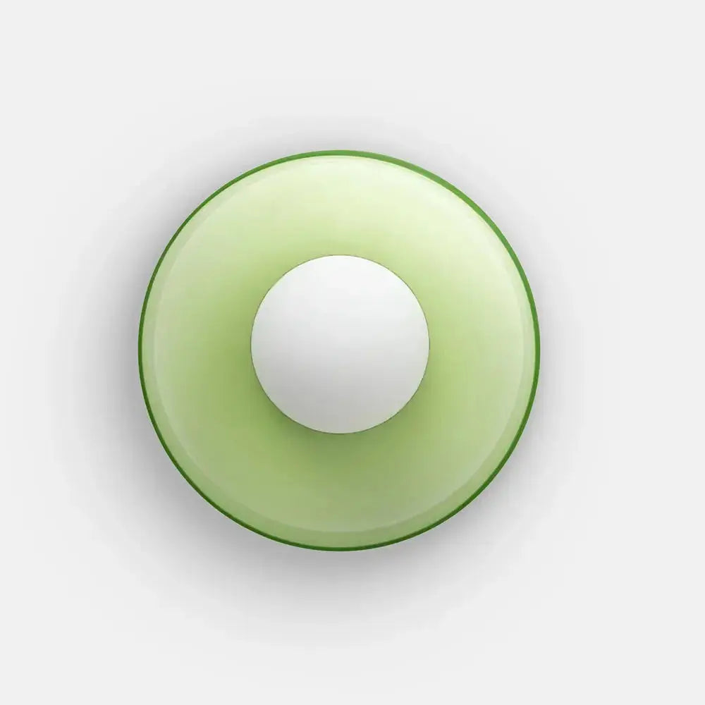 Zenvia Essentials Modern Round Glass Ceiling Light For Bedroom with green tint and central white accent