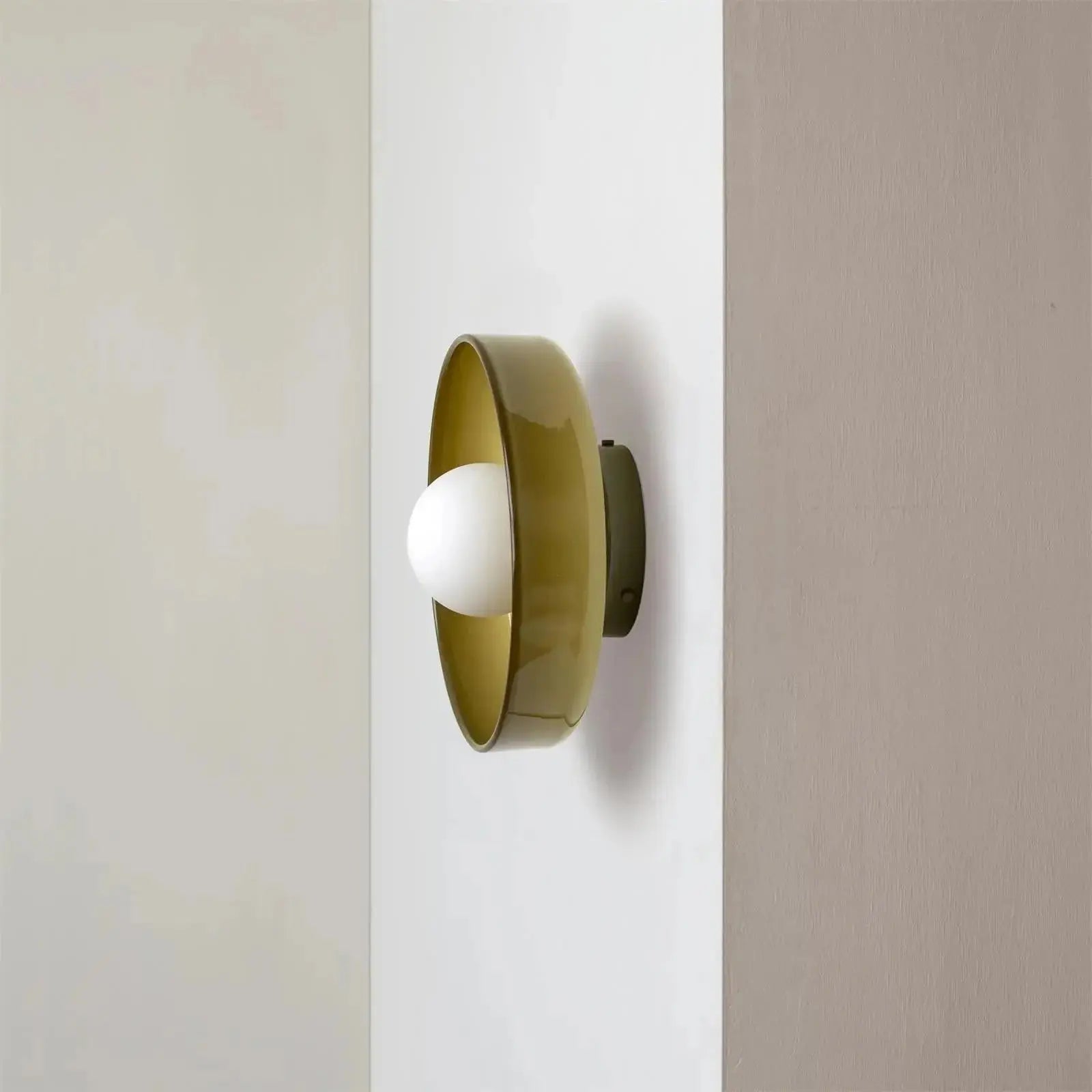 Beige Zenvia Essentials Modern Round Glass Ceiling Light For Bedroom with smooth glossy finish