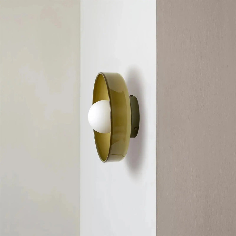 Beige Zenvia Essentials Modern Round Glass Ceiling Light For Bedroom with smooth glossy finish