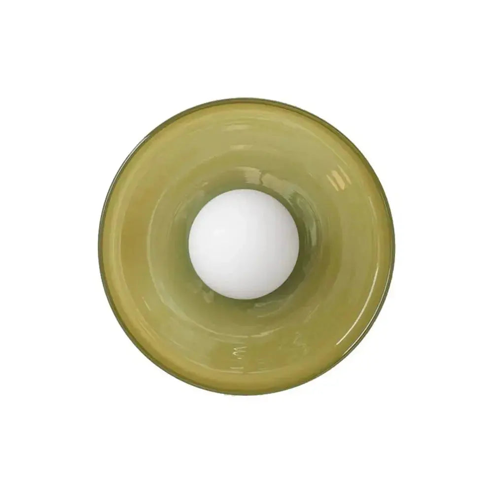 Zenvia Essentials Modern Round Glass Ceiling Light For Bedroom with a light green glass bowl