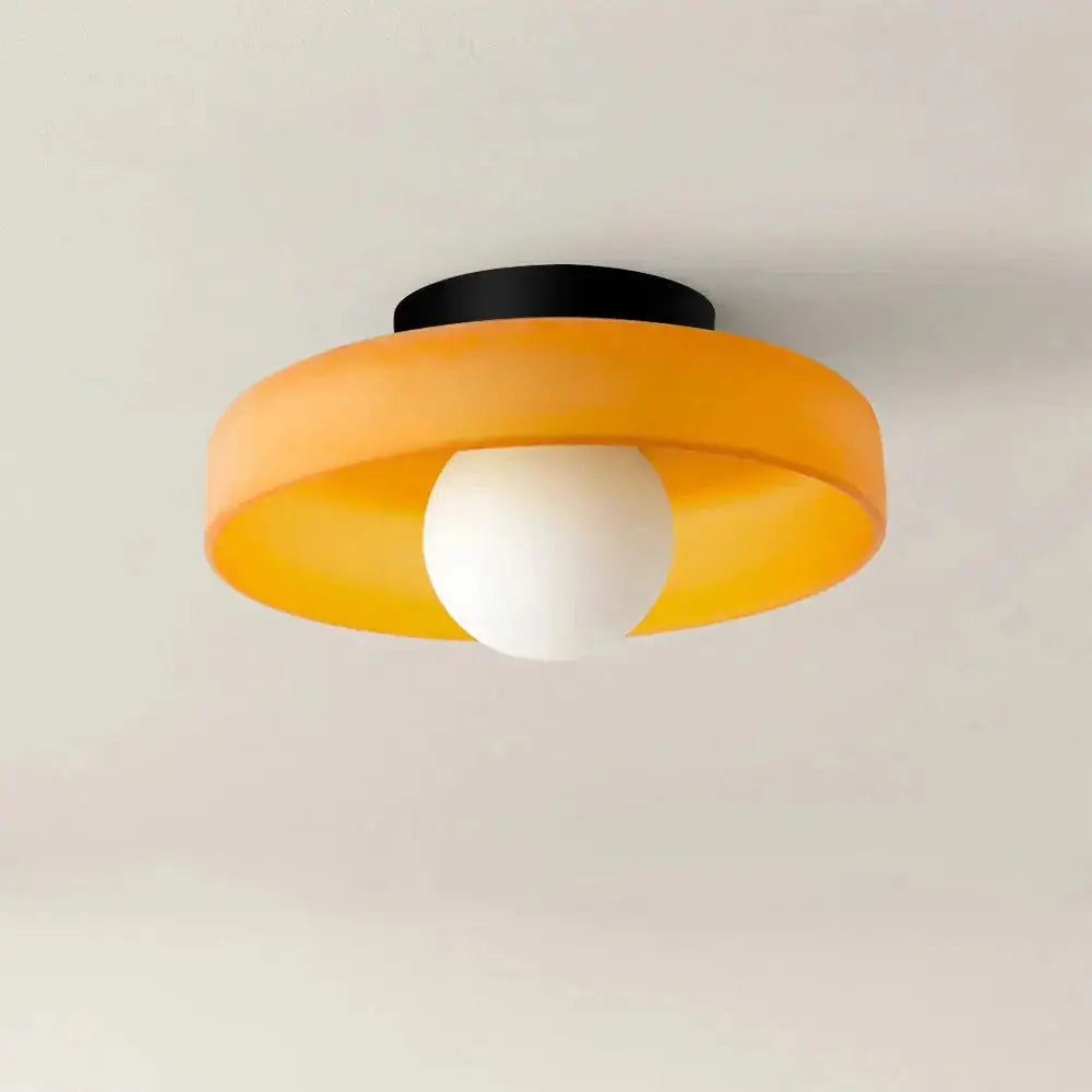 Zenvia Essentials Modern Round Glass Ceiling Light For Bedroom with orange and yellow colors
