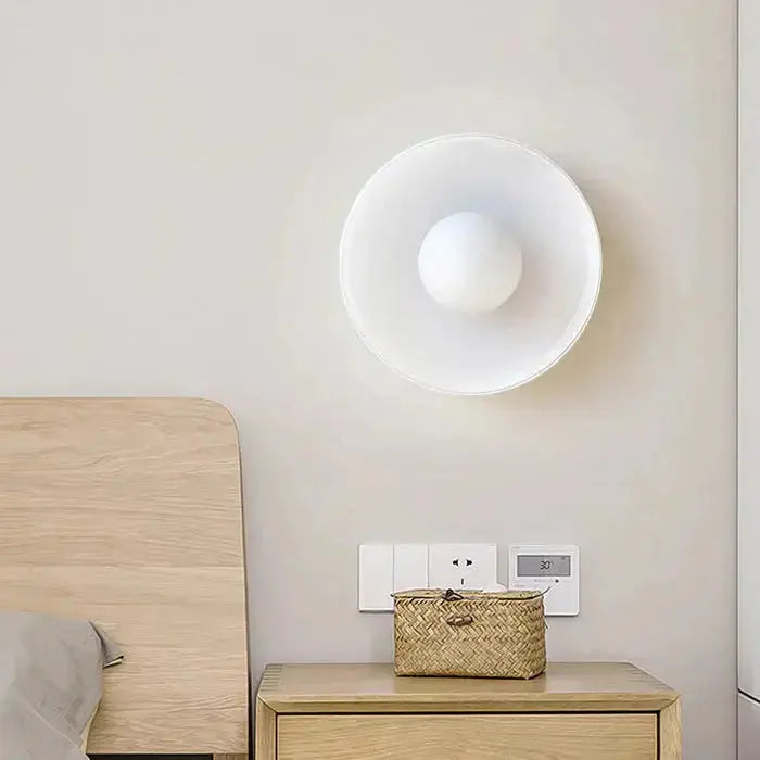 Modern Round Glass Ceiling Light For Bedroom with white glass fixture