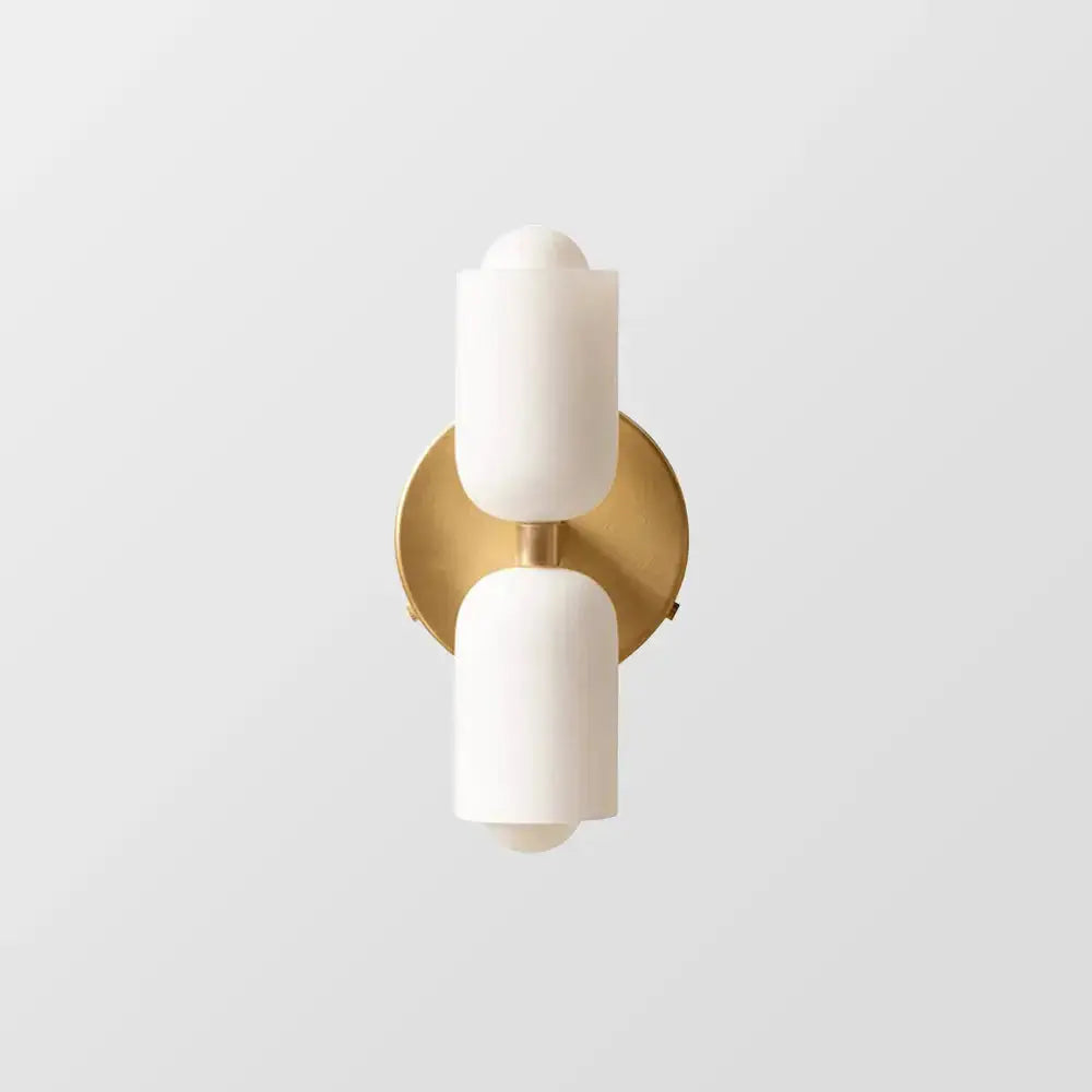 Zenvia Essentials Modern Up Down Acrylic Wall Light with gold base and white cylindrical glass shade