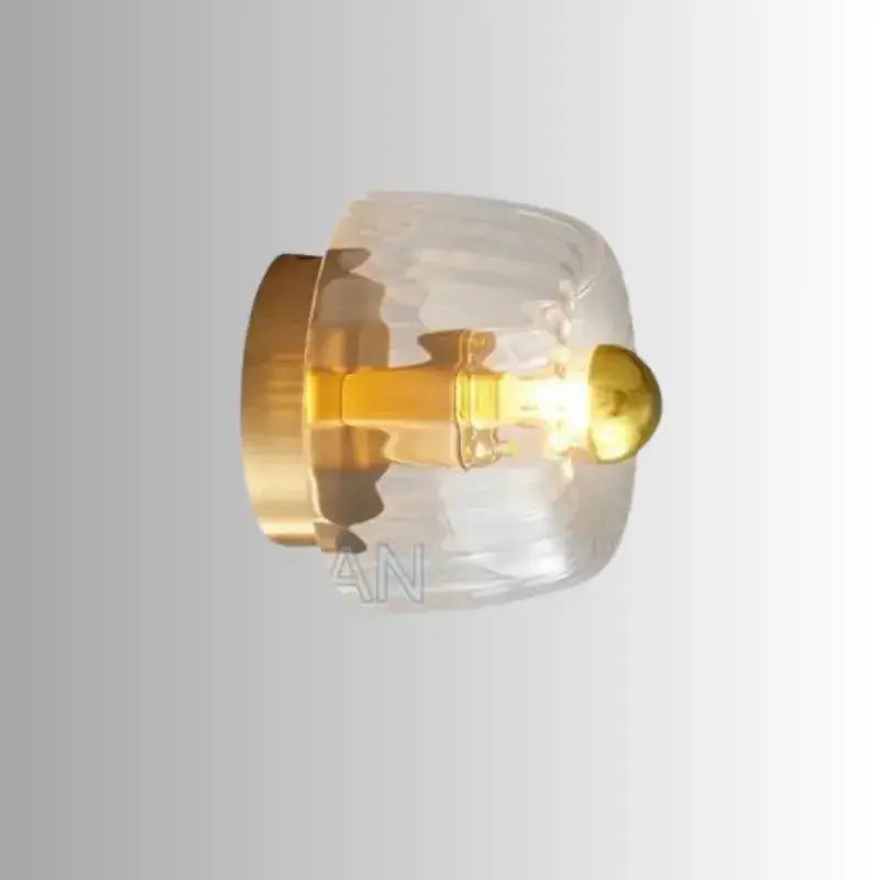 Transparent glass wall light with gold-colored knob from Zenvia Essentials Nordic Bauhaus Wall Lights