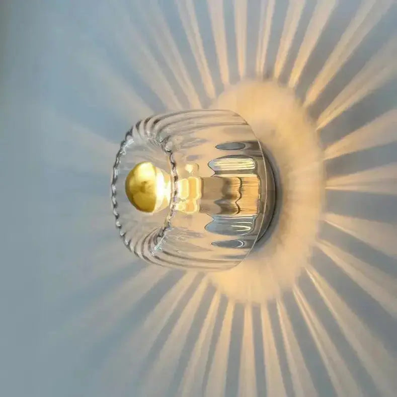 Zenvia Essentials Nordic Bauhaus Wall Lights with clear glass shade and gold accents