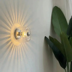 Zenvia Essentials Nordic Bauhaus Wall Lights with clear glass shade and silver frame on a white wall