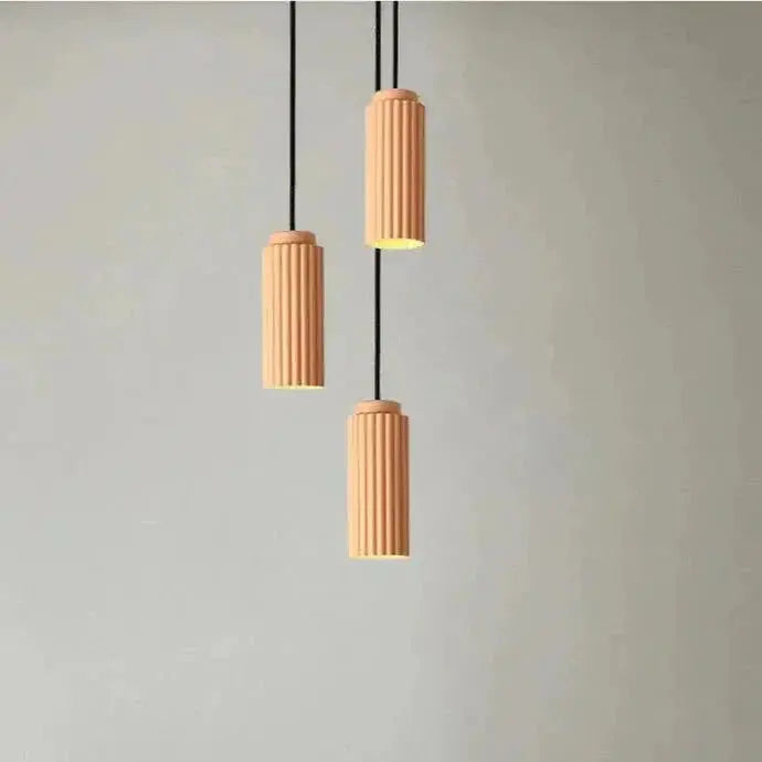 Zenvia Essentials Nordic Minimalist Pendant Light in light brown hanging from black cord