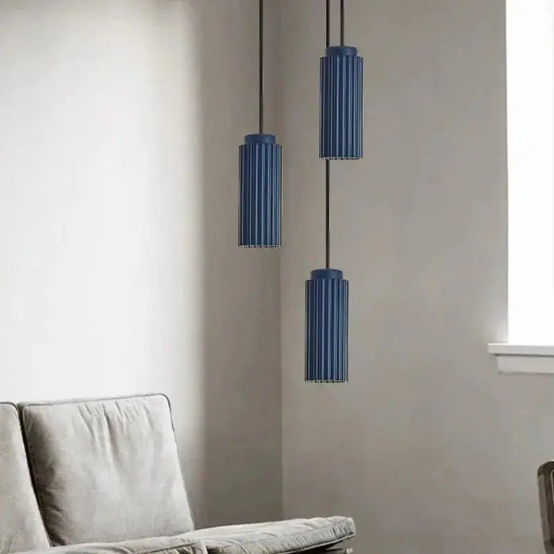 Zenvia Essentials Nordic Minimalist Pendant Light with blue glass and black cords