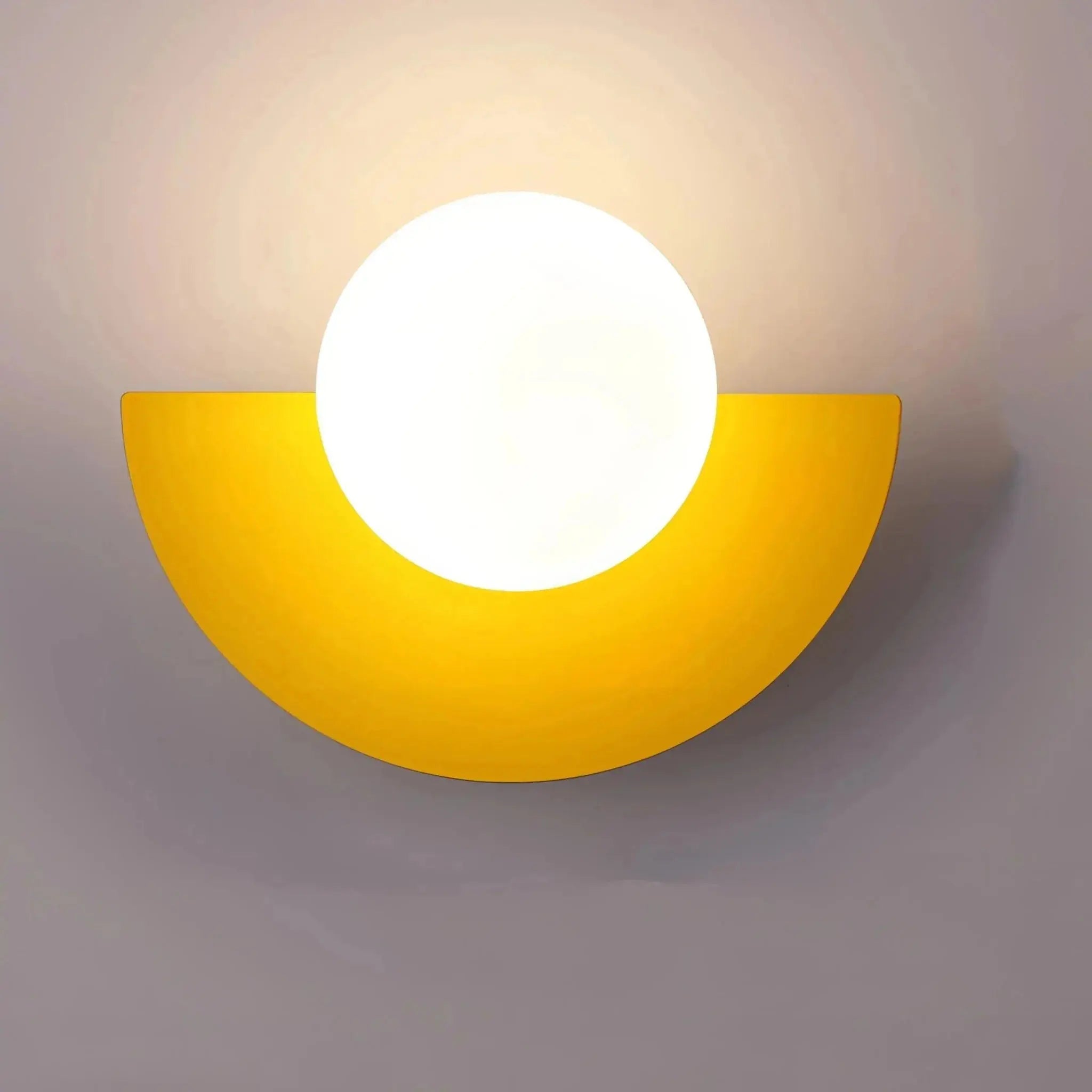 Yellow Nordic Semicircle Wall Lights by Zenvia Essentials with cool white glow
