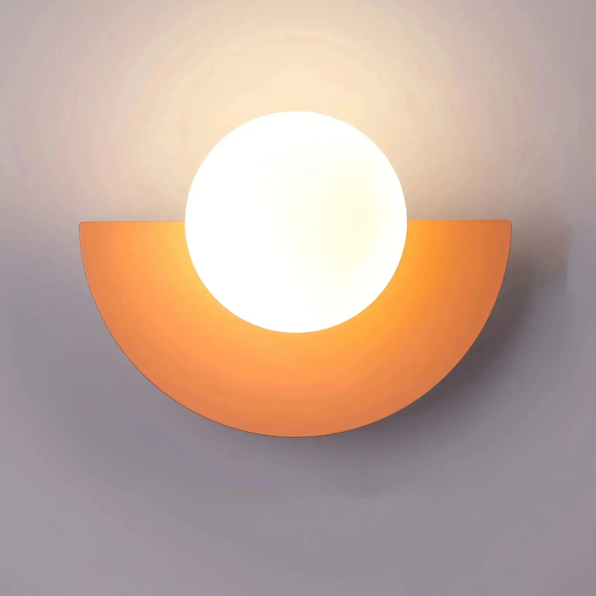 Zenvia Essentials Nordic Semicircle Wall Lights with orange base and cool white glow