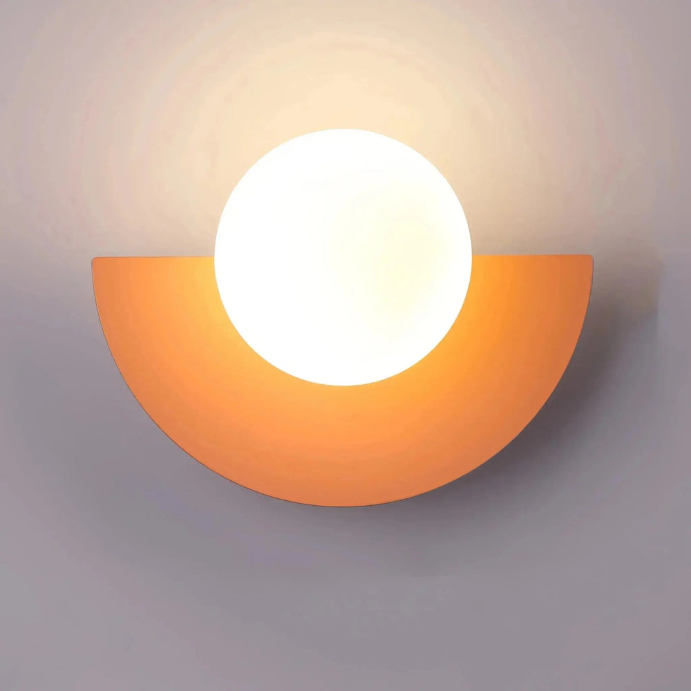 Zenvia Essentials Nordic Semicircle Wall Lights with orange base and cool white glow