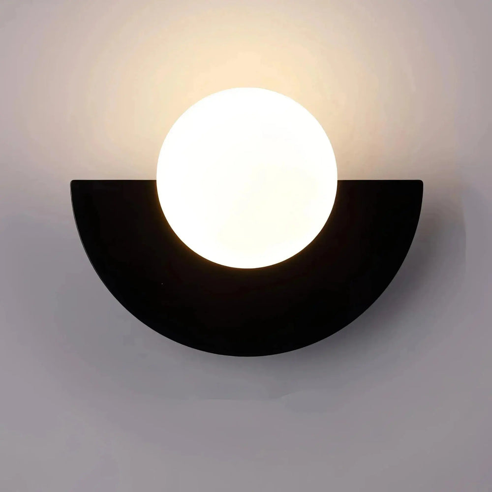 Black Nordic Semicircle Wall Lights with a cool white glow