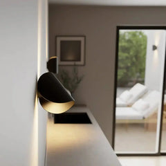 Zenvia Essentials Up & Down Modern Wall Sconce Light, a black and gold wall-mounted light fixture
