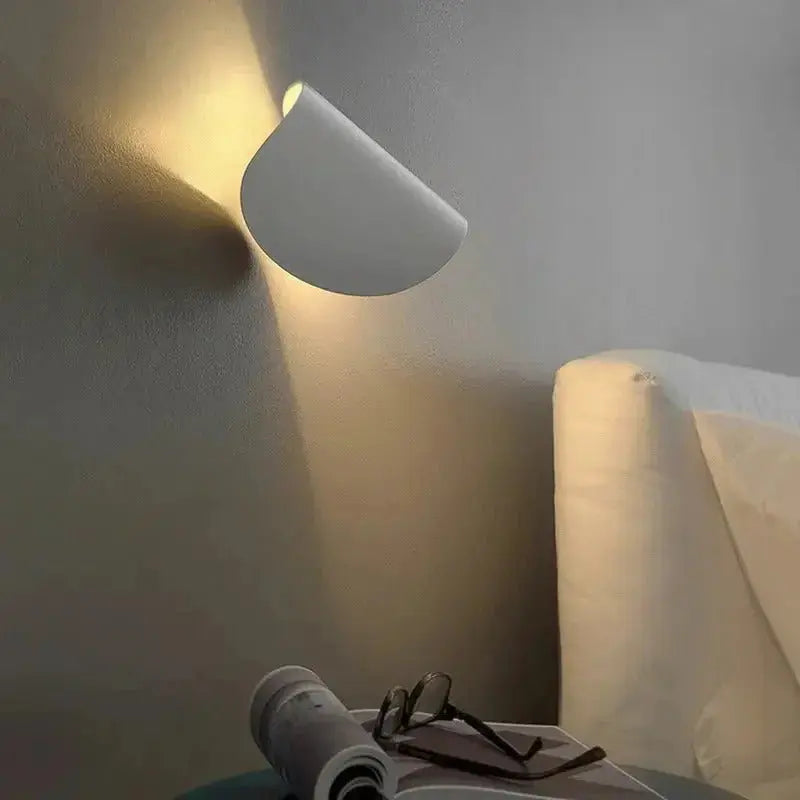 Zenvia Essentials Up & Down Modern Wall Sconce Light with white shade on gray wall